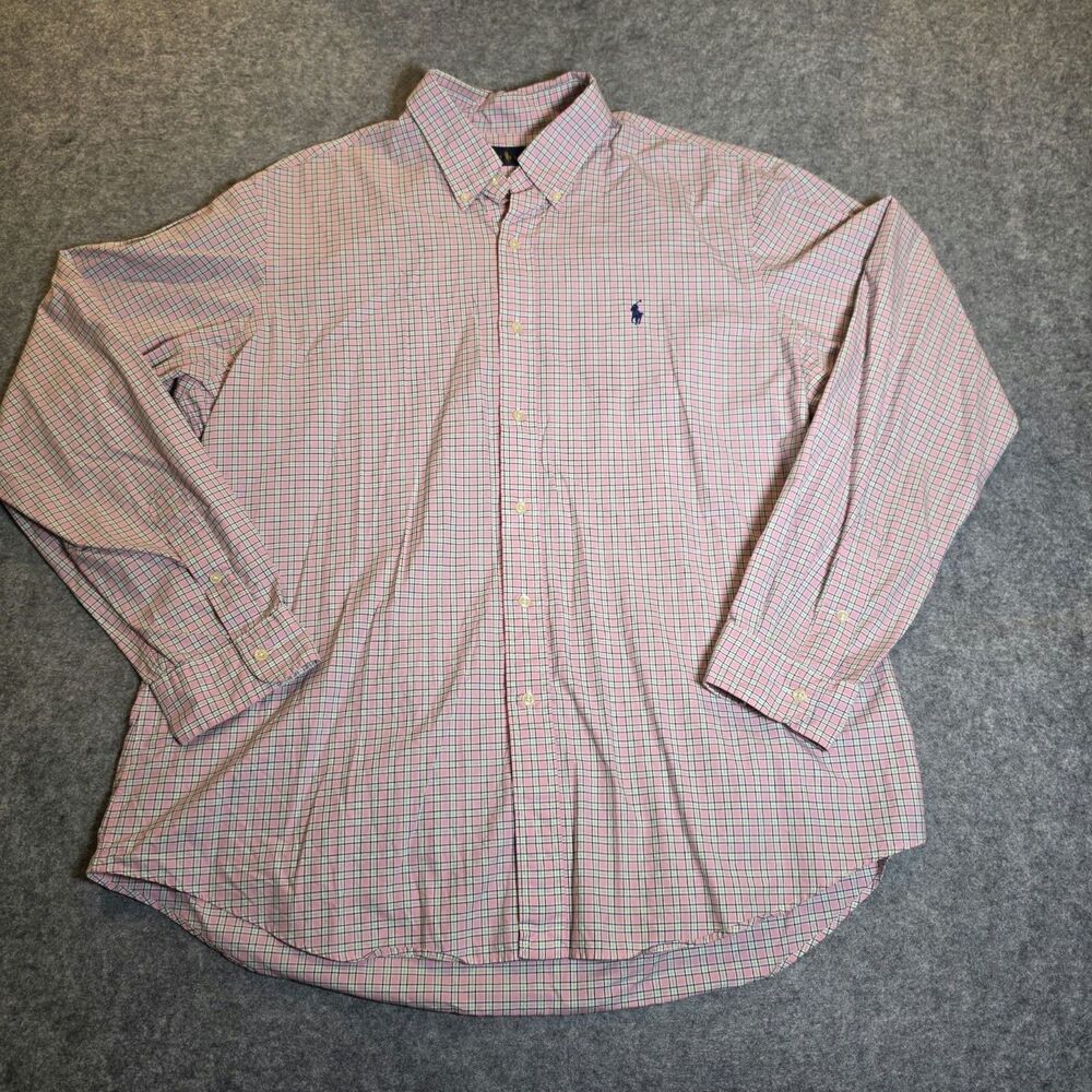 Ralph Lauren Men’s XL Pink Plaid Check Button Down Shirt Preppy Polo Pony